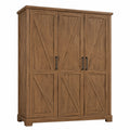 Armadio rustico a 3 ante effetto legno marrone, 150 × 55 × 200 cm