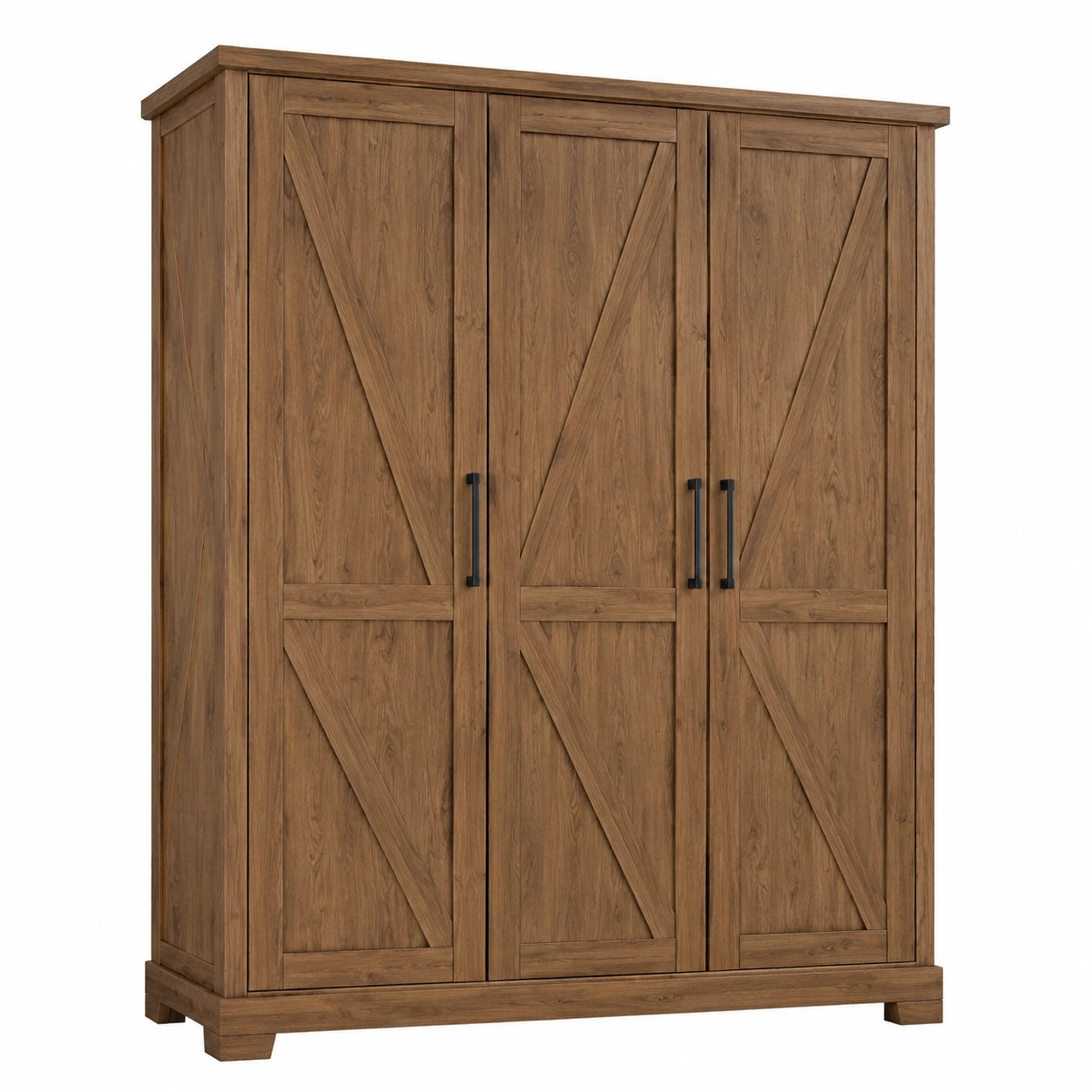 Armadio rustico a 3 ante effetto legno marrone, 150 × 55 × 200 cm