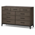 Cassettiera industriale a 9 cassetti, 150 × 45 × 100 cm, marrone scuro e nero