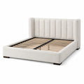 Letto matrimoniale imbottito 160 × 200 cm in tessuto bouclé avorio con testiera scanalata