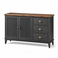 Credenza nera e marrone 120 x 40 x 85 cm con 2 ante scanalate e 3 cassetti