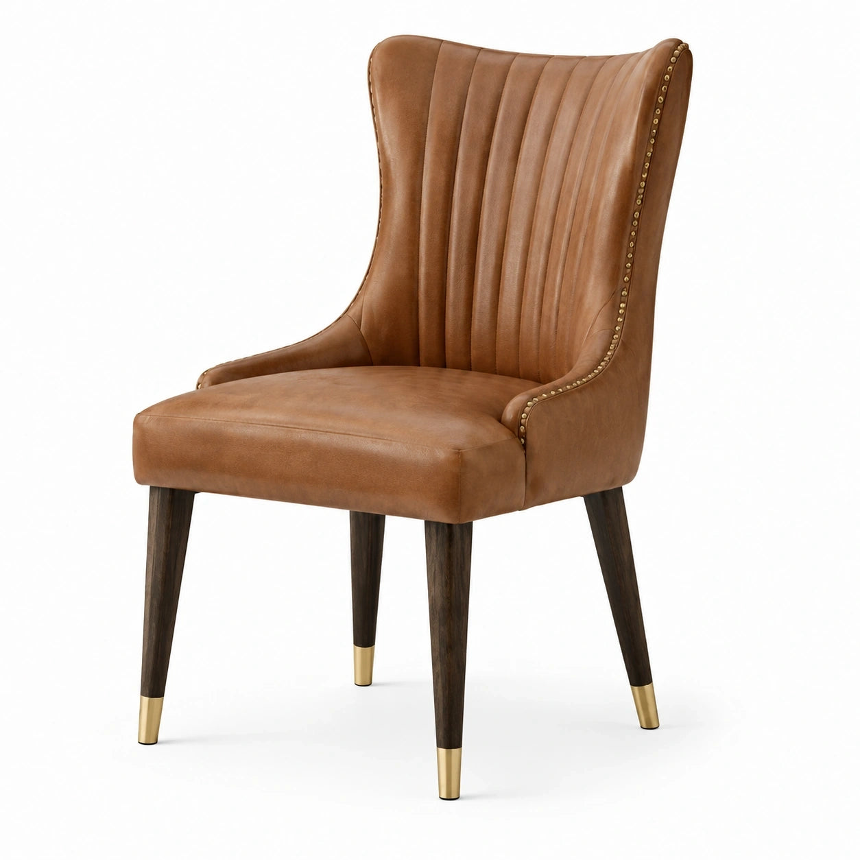 Sedia imbottita marrone in similpelle con braccioli, 62 × 66 × 94 cm