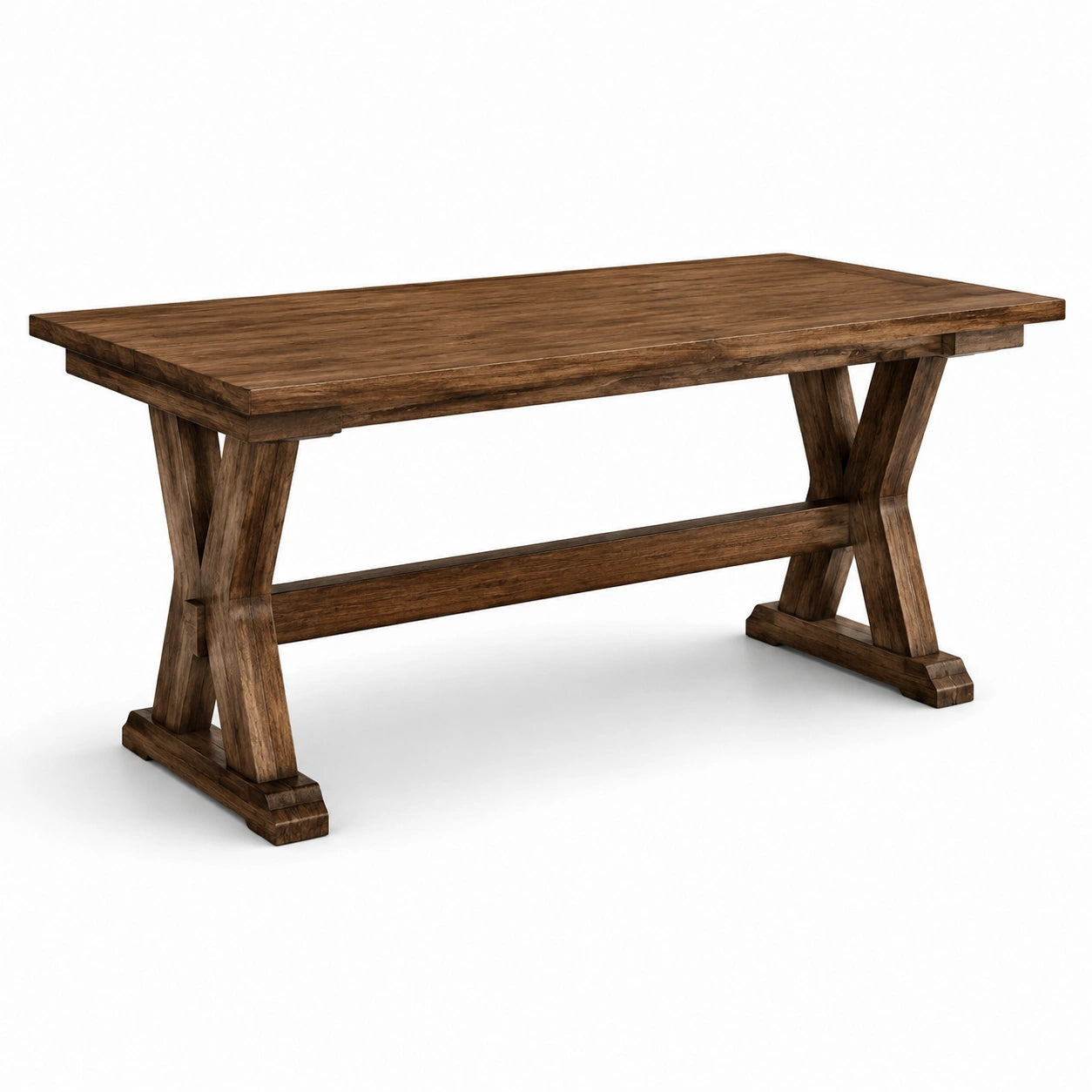 Tavolo da pranzo in legno marrone scuro, 180 × 90 × 76 cm, con gambe a cavalletto