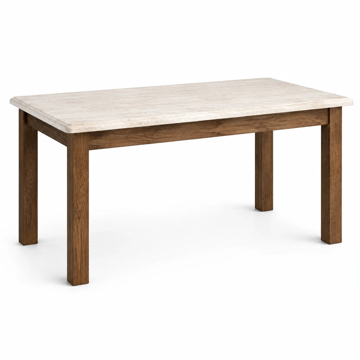 Tavolo da pranzo rettangolare marrone e beige con piano effetto marmo, 140 × 80 × 75 cm