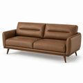 Divano moderno a 3 posti 210 × 90 × 85 cm marrone effetto pelle con piedini in legno
