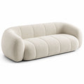 Divano a 4 posti in tessuto bouclé avorio con forme arrotondate, 260 × 100 × 75 cm