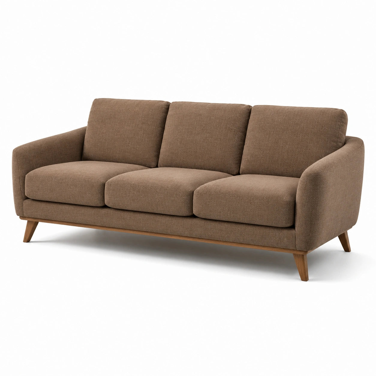 Divano a 3 posti in tessuto marrone, stile scandinavo, 210 × 86 × 84 cm