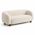 Divano a 3 posti in tessuto bouclé avorio, 210 x 90 x 75 cm, design moderno arrotondato